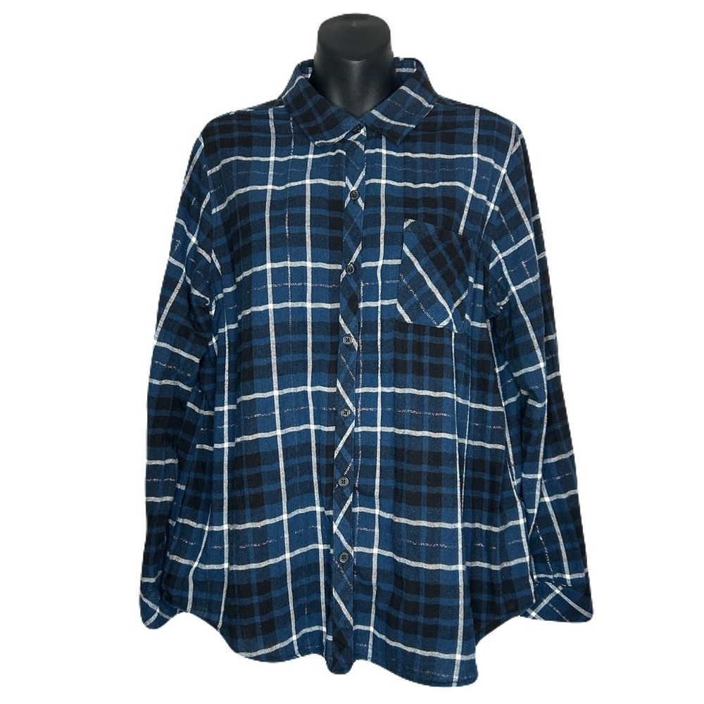 Well Worn Blue and White Plaid Button Down Shirt